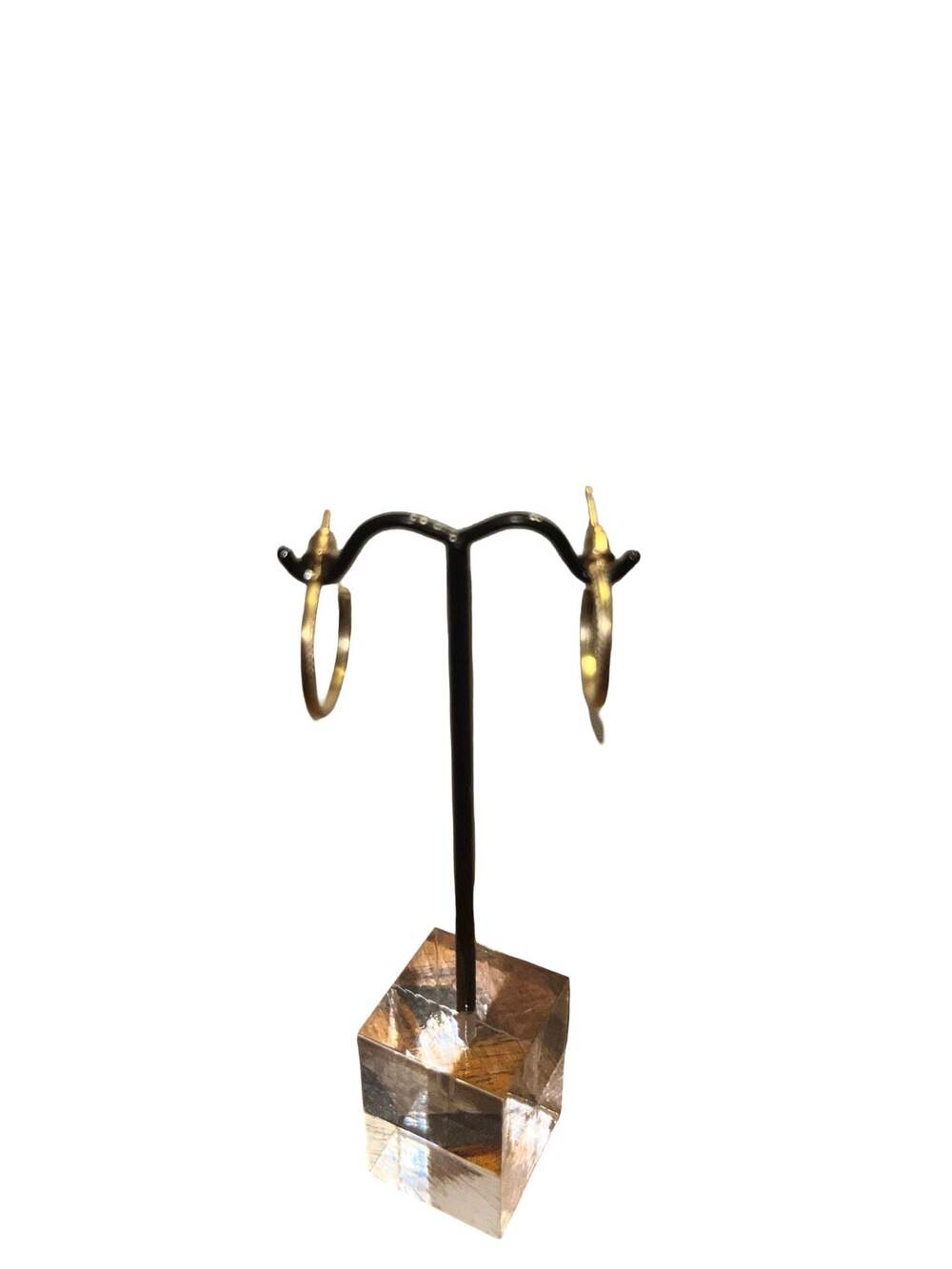 Small Gold Tone Sterling Silver Hoop Earrings with Textured Detail